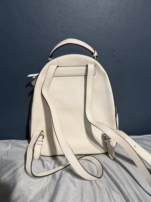 Coach White Logo Backpack Zip Closure Front Zip Pocket Gold Hardware gallery