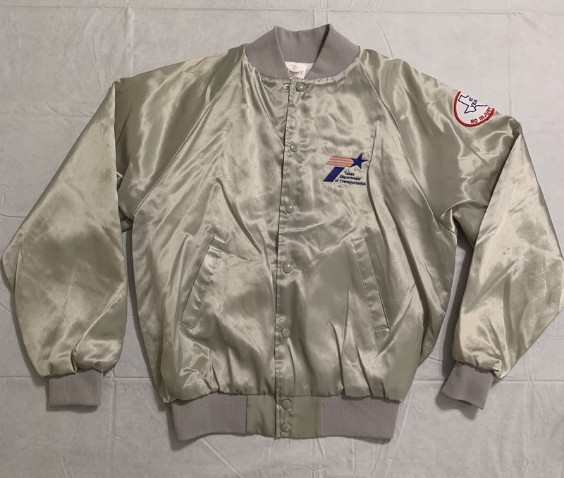 Vintage Texas Department of Transportation No Injury TXDOT Satin Jacket Medium