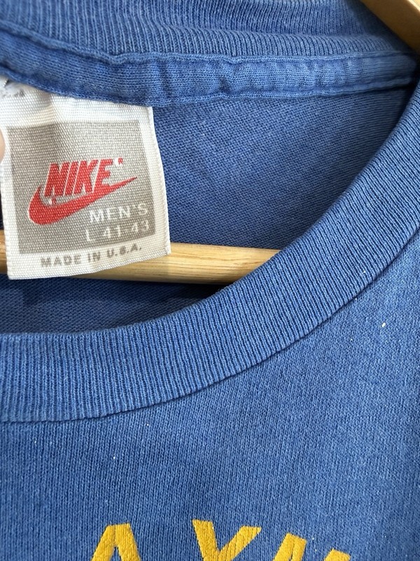 Vintage grey tag Nike made in USA Mens M Blue NAU Football Camp Graphic Print gallery