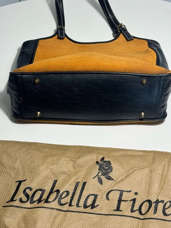 Isabella Fiore City Scene Suede Leather Shoulder Tote Bag Dog Walker Purse gallery