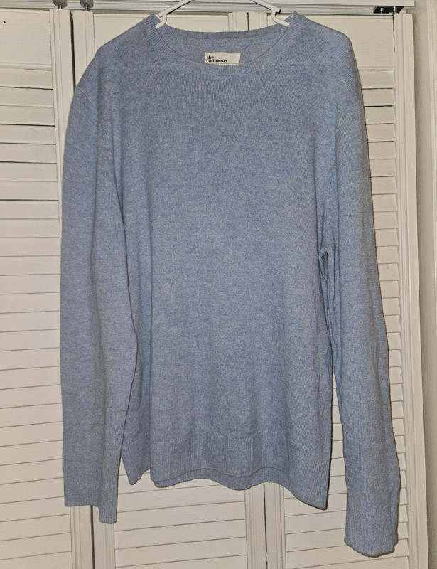 The Commons Men’s Seafoam Blue Solid Cashmere Knit Crew Neck Fletcher Sweater XL