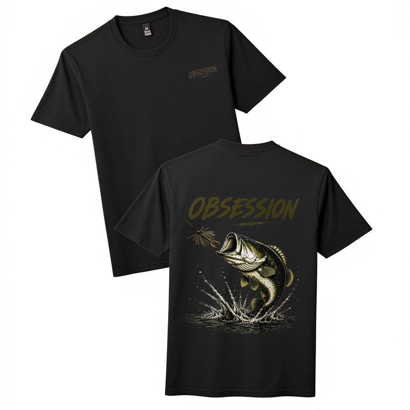 “Obsession Largemouth Bass Fishing Graphic Short Sleeve T-Shirt”