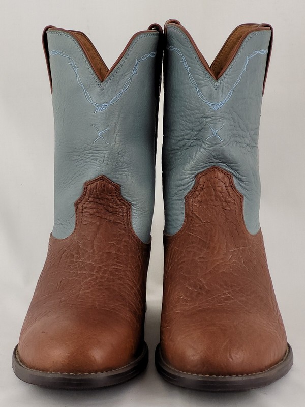 TWISTED X Brown Bullhide Blue Leather Western Cowboy Boots Mens 9.5 B (Narrow)