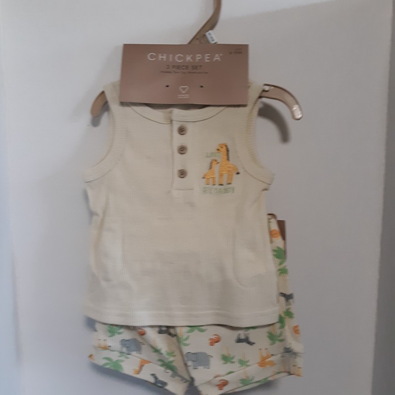 Chickpea 3pc Summer Set 3/6 mo LOVE MY DADDY giraffes