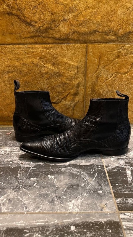 Cesare Paciotti Men’s Black Leather Ankle Boots UK 10C Italian Designer US 11
