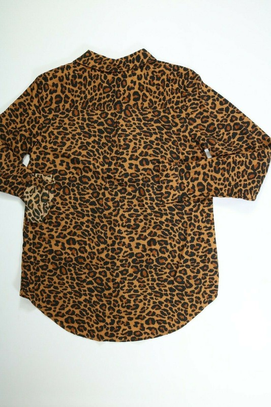 Womens Time And Tru Leopard Print Roll Cuff Button Front Shirt NEW NWT gallery
