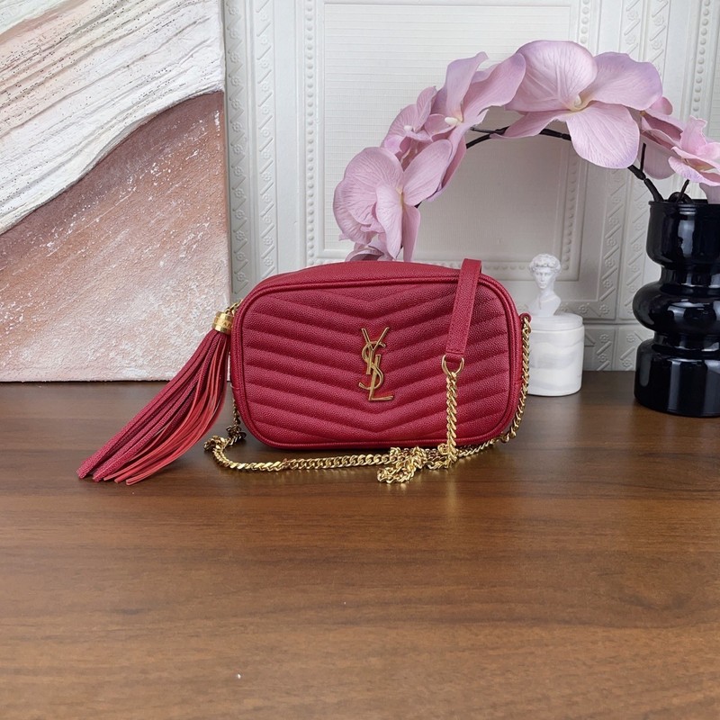 Saint Laurent Red Full Leather Tassel Camera Bag, （19×5×11）cm