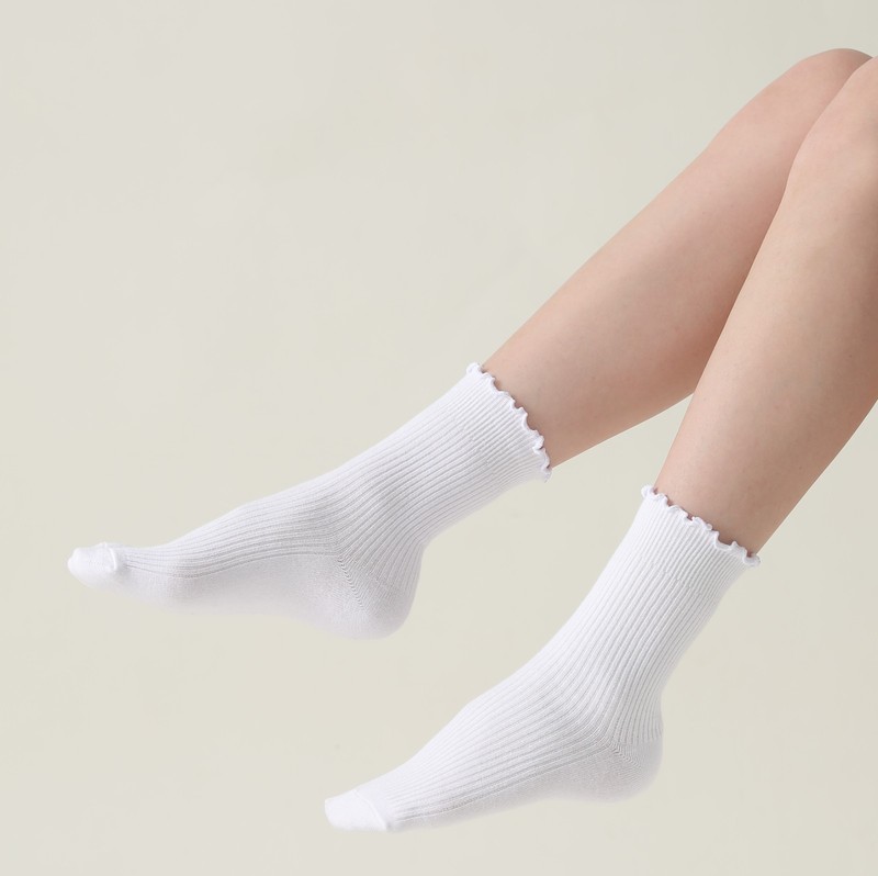6-Pair Cotton Ruffle Frilly Crew Socks Womens Turn Cuff Fashion Cute gallery