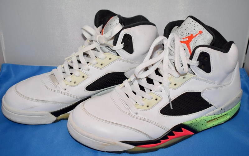 Nike Air Jordan 5 Retro Pro Stars Poison Size 11 White Sneakers 136027-115 J3#24