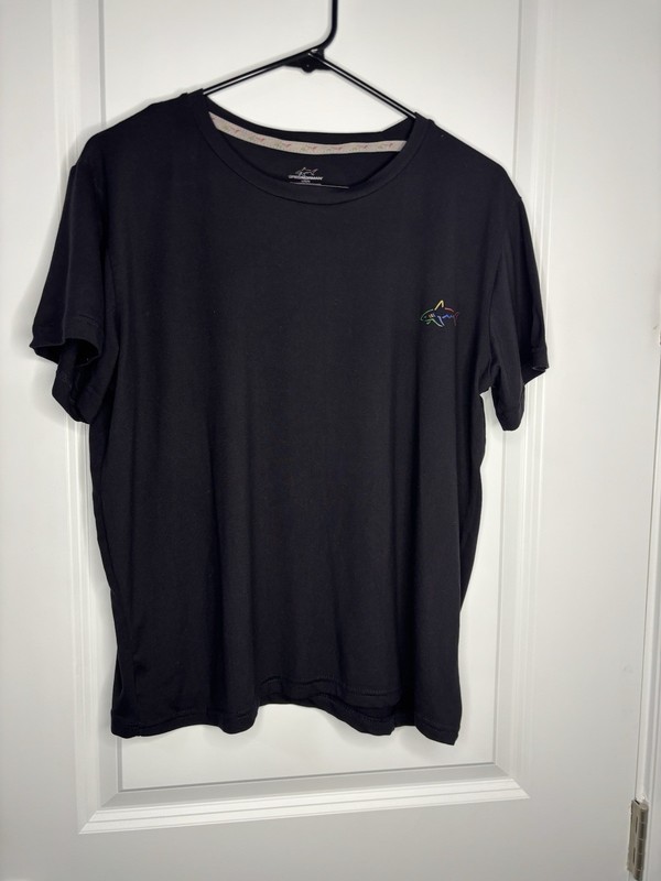 Greg Norman Black Soft Polyester Golf Short Sleeve Shirt Size Large