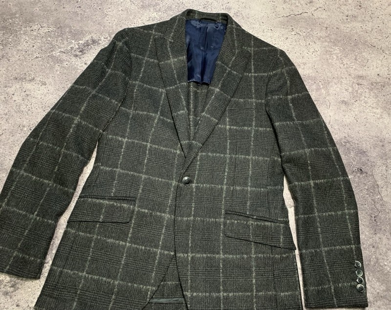 Hackett London Men’s Boucle Wool Check Grey Blazer Jacket Size 38R/48R (175/92A) gallery