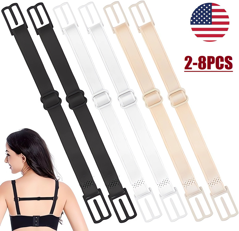 8Pcs Woman Bra Anti-Slip Strap Holder Elastic Clips Adjustable Back Rope Clips