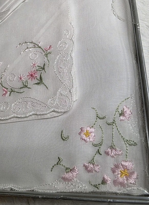 2 Boxed Sets Ladies Handkerchiefs 100% Cotton 28x28cm Bridal Floral NOS gallery