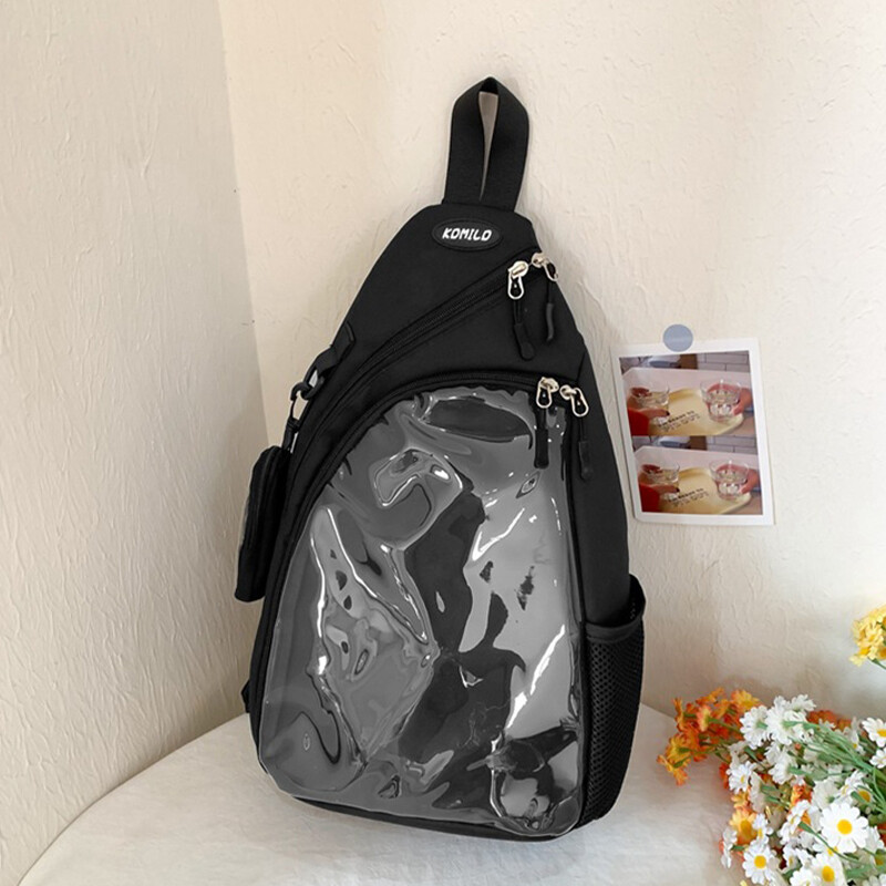 Women Men Travel Transparent Window Shoulder Chest Bag Crossbody Bags Itabag
