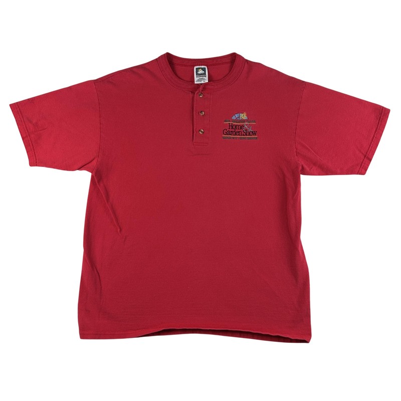 Vintage Greater Tulsa Home & Garden Show Shirt Mens Large Henley Cotton Deluxe