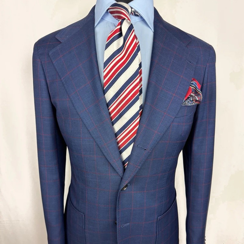 TTG Blue and Red Windowpane Suit **Original price $500+**