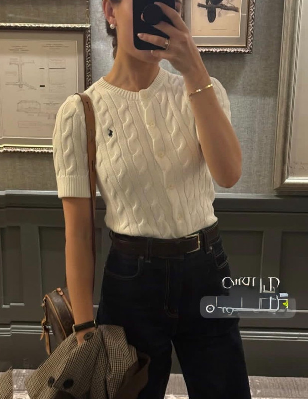 Women’s Medium/Polo Ralph Lauren Cotton Cable Knit Cardigan White