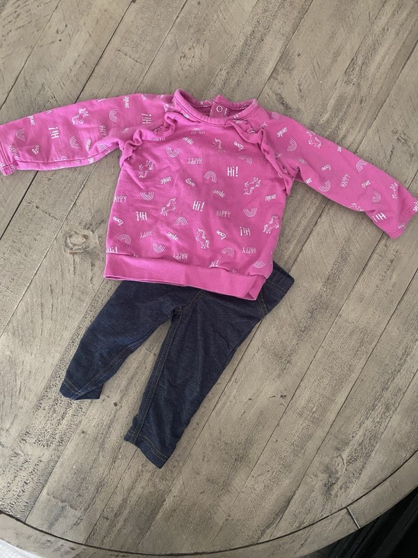 Just One You 2-Piece Girls Outfit Set Pink Knit Sweatshirt & Pants Unicorn 9M
