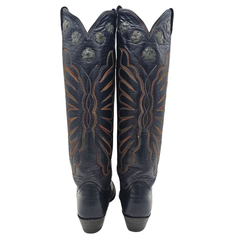 Vintage 1970s CUTTER BILL Cowgirl Boots 6B Navy Rainbow Butterfly Cowboy CBC gallery