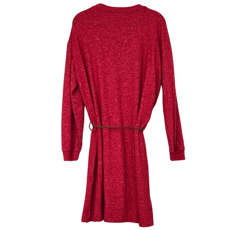 Coastal Chic Rip Curl Lunar Tides Marled Red Long Sleeve Belted Dress Size Med gallery