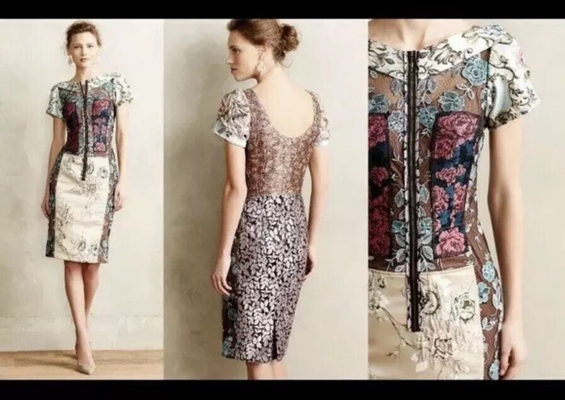 20 Beguile By Byron Lars Pierced Brocade Dress With BELT 8 EUC gallery
