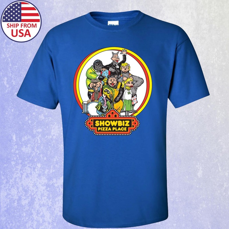 Showbiz Pizza Catoon Men’s T-shirt Size S-5XL