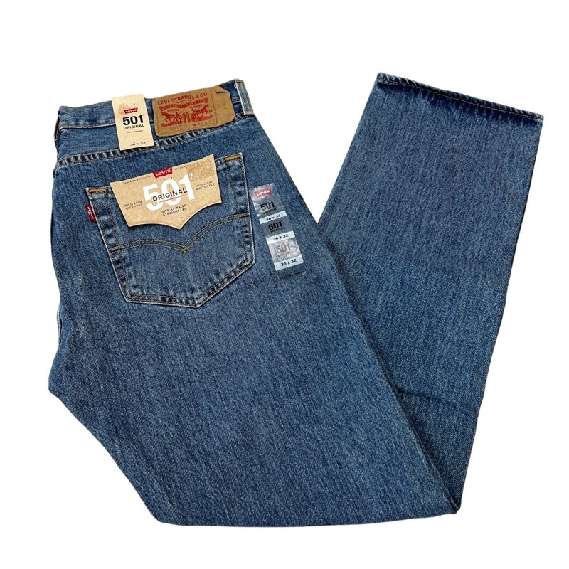 Levis 501 Original Fit Jeans Straight Leg Button Fly 100% Cotton Blue Black