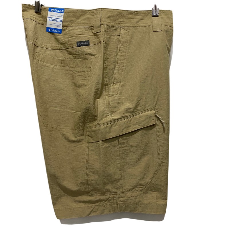 New Columbia Men Short Turner Falls Tan UPF 15 Lightweight Cargo 36″x10″ Inseam