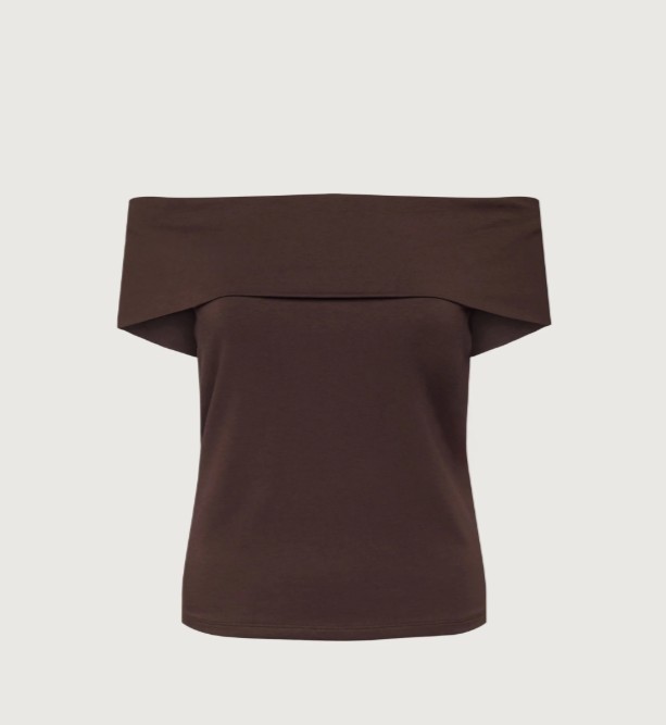 Oak And Fort Off Shoulder Knit Top Stunning Style Coffee Bean Brown Size XXS – L