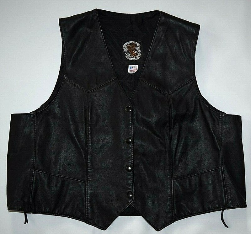 HARLEY DAVIDSON Black Vest Snap Front Side Lace JUST LEATHER San Jose Womens 20