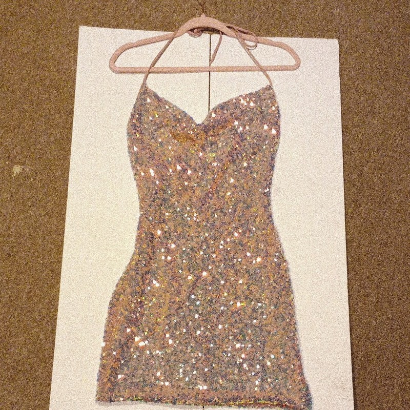 Windsor Pink Sequin V-Neck Spaghetti Strap Bodycon Mini Dress Women S