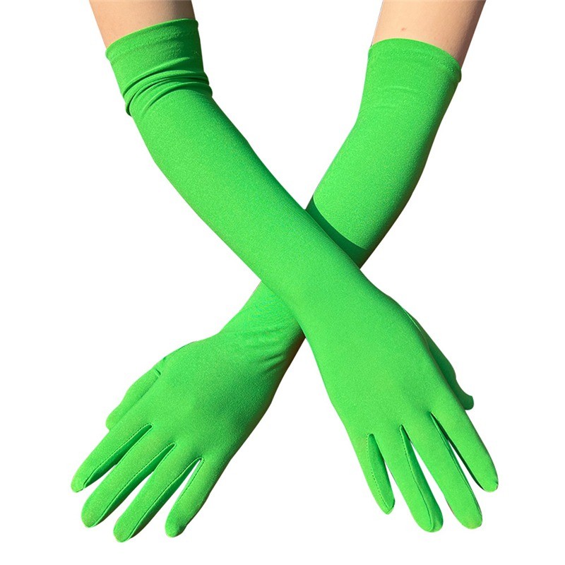 Ladies Long Gloves Evening Party Milk Silk Opera Wedding Bridal Solid Stretch gallery