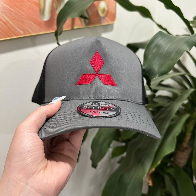 Mitsubishi Motors Logo Racing Hat Red Black Adjustable Baseball Cap JDM Gear