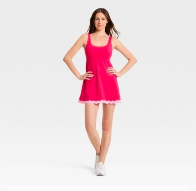 JoyLab Women’s Active Dress Standard Fit Built-in Shorts Removable Pads Azalea
