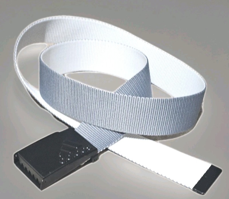 ADIDAS-Gray/White Canvas, Mens Adjustable/Reversible Sports Belt-(up to 38)