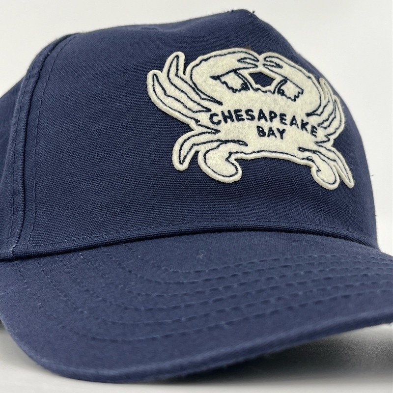 Chesapeake Bay SnapBack Hat – Crab Logo – Navy Blue Cotton Baseball Cap NWOT New