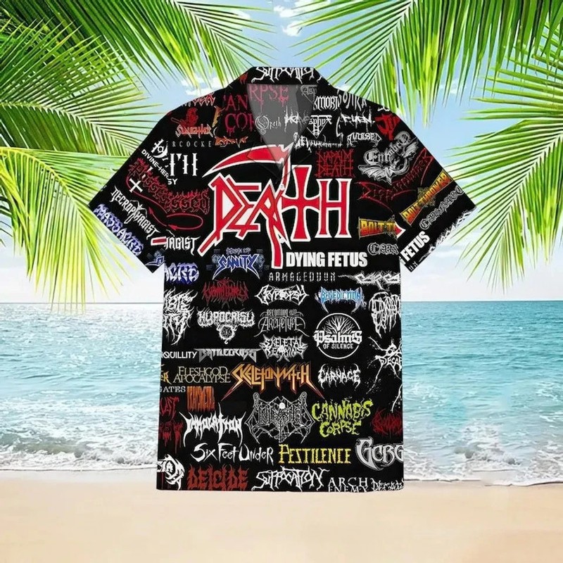 Heavy Metal Band Logo Hawaiian Shirt Dark Gothic Rock Music Fan Summer Top