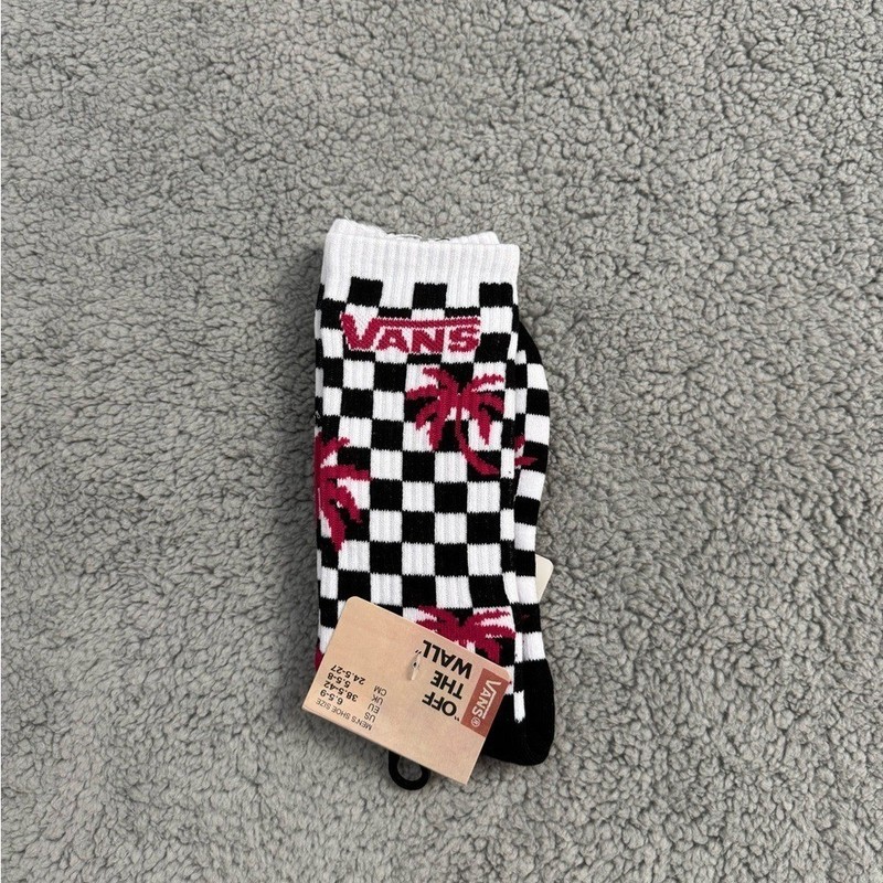 Vans Checkered Palm Tree Drop V Mens Womens 6.5-9 Black White Red Athletic Skate