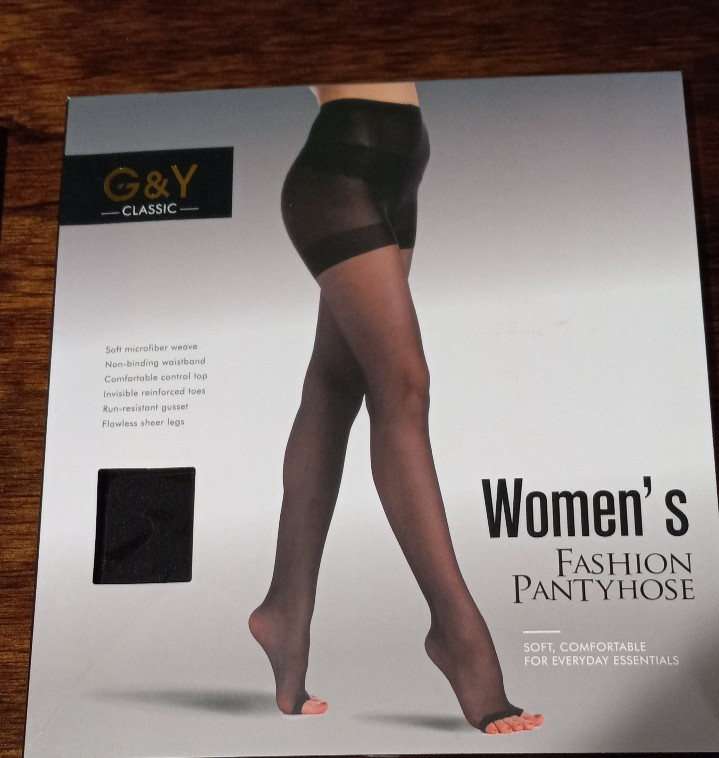 G&Y Classic Women’s Fashion Pantyhose 2prs BLACK Toeless CHOOSE SIZE Control Top