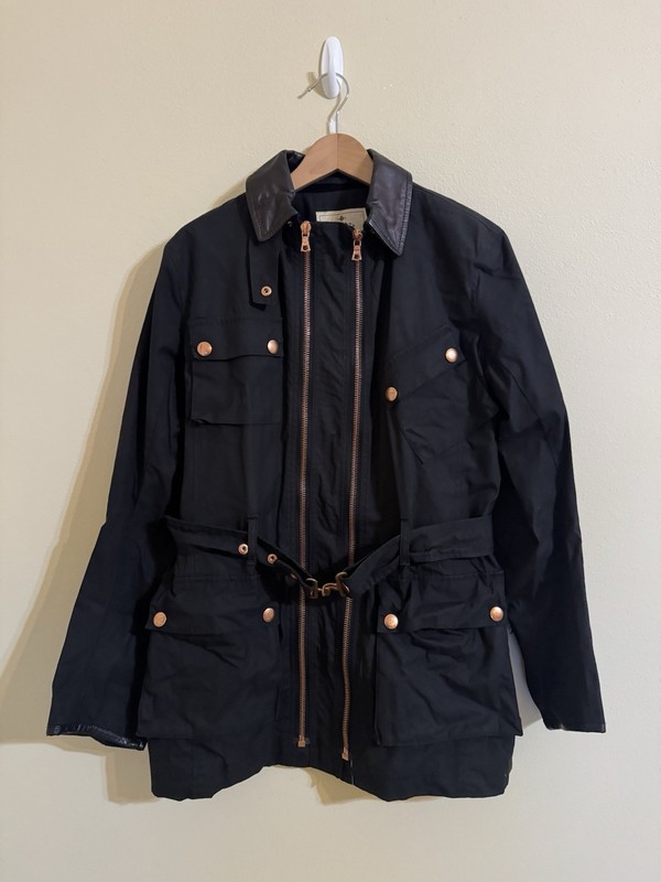 Private White VC Twin Track Waxed Jacket Black Size 3