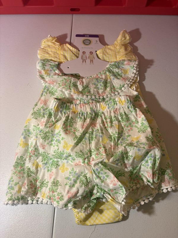 Baby Girls' Little Me 3-piece Dresswear Set Size 24M Yellow Green
