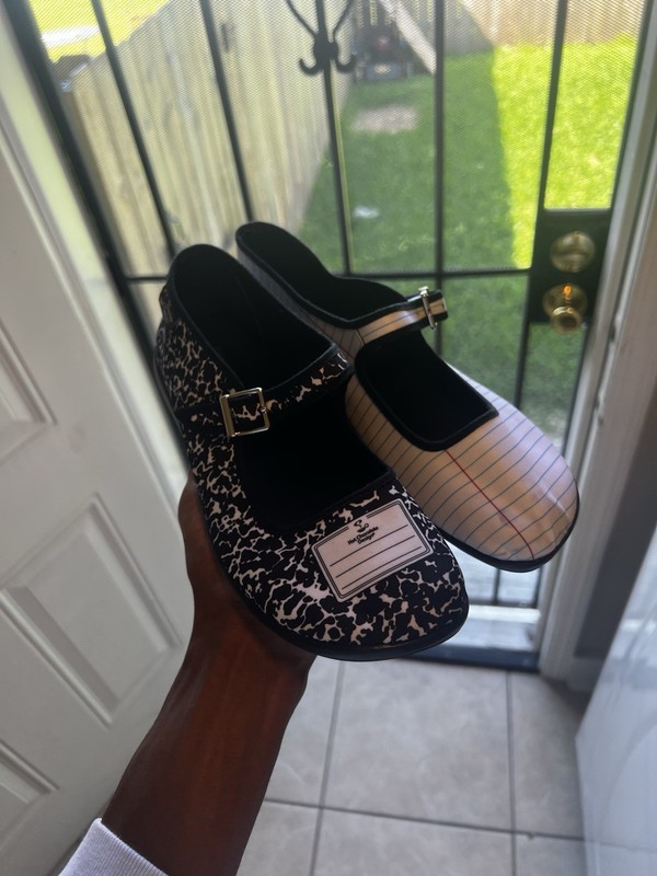 Hot Chocolate Design Women’s Mary Jane Flats Marbled Black/White EU38 US7.5