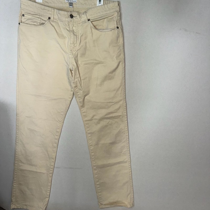 Peter Millar 5-Pocket Performance Cotton Sateen Pant in Khaki Size 35