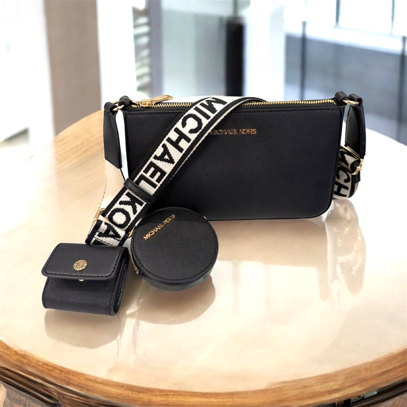Michael Kors Jet Set Crossbody Bag With Tech Case for Apple AirPods Pro Black