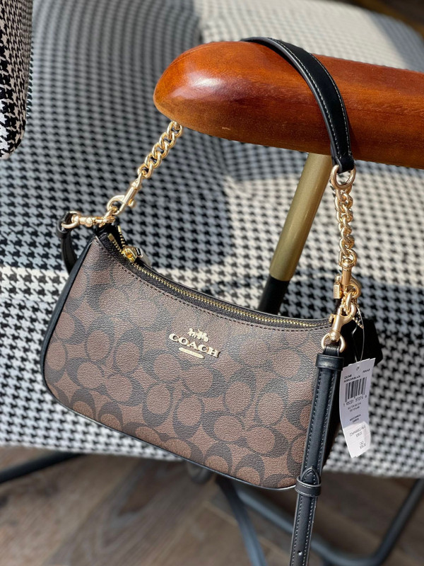 NWT COACH CA548 Teri Shoulder Bag In Signature Canvas/Gold/Brown Free gallery
