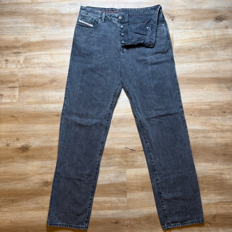 Diesel 1955 Jeans Mens 34×32 Black Straight Leg Button Fly 5 Pocket Casual 09B87