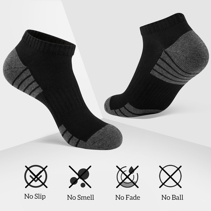 Mens Cushioned Ankle Socks, Breathable Moisture Wicking Low Cut Casual Socks ... gallery