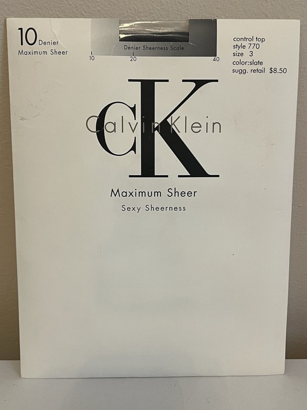 CK Calvin Klein Maximum Sheer Sexy Sheerness Control Top #770 Sz 3 SLATE 10 Den