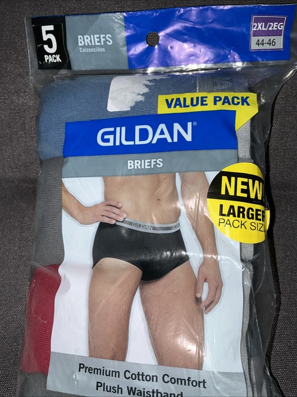 Gildan 5 Pack Men’s Cotton Soft Comfort Support Briefs Size 2XL Assorted Colors