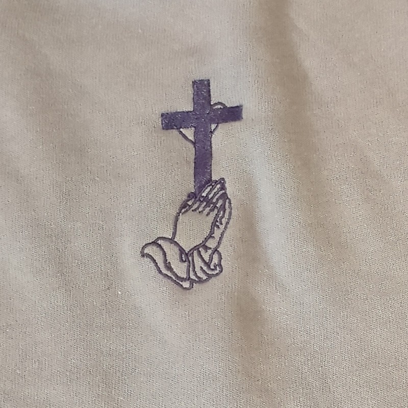 Novel One Ingenious Tech Green Fleece Cropped Hoodie 2XL Cross Praying Hands gallery
